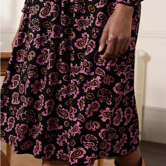 Boden NEW Women’s Evelyn Jersey Midi Dress Azalea Intricate Paisley Black 10L - Picture 4 of 16